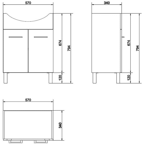 Set masca si lavoar Cersanit Olivia Cersania, 60.5 x 41.5 x 86 cm, nuc