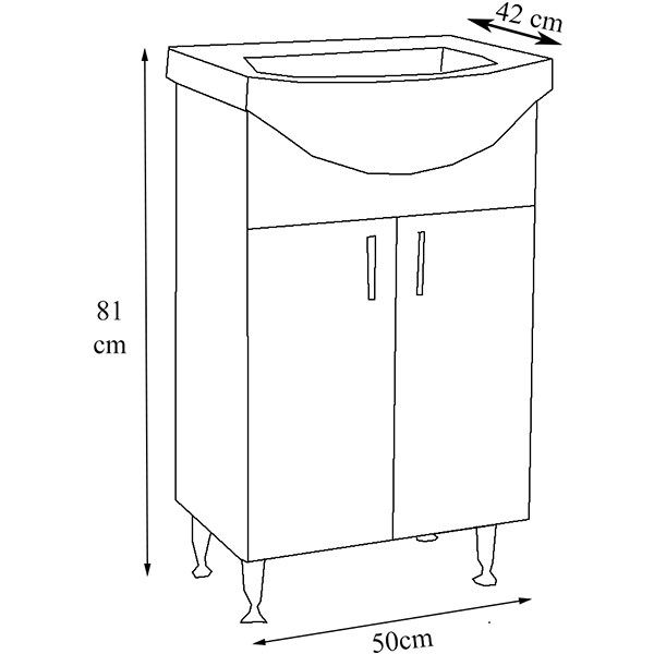 Set masca si lavoar Badenmob Seria 001, 50 x 42 x 81 cm, alb