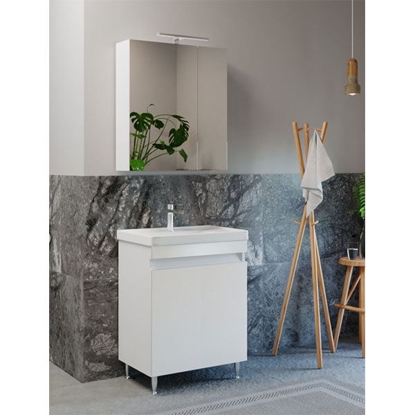 Set masca si lavoar Badenmob Seria 286, 60 x 38 x 81 cm, alb