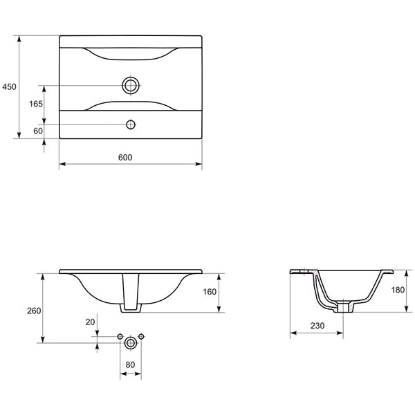 Set masca si lavoar Cersanit Gracja Ontario, 60 x 44.5 x 52 cm, bej