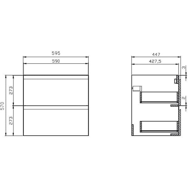 Set masca si lavoar Cersanit Moduo, 59.5 x 44.7 x 62 cm, gri