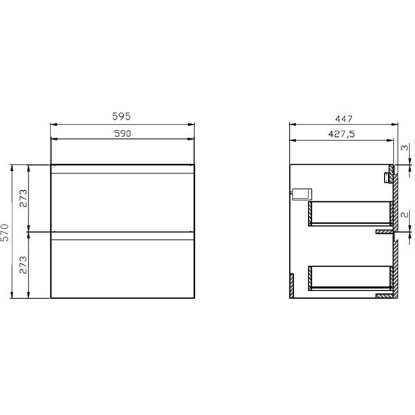 Set masca si lavoar Cersanit Moduo, 59.5 x 44.7 x 62 cm, alb