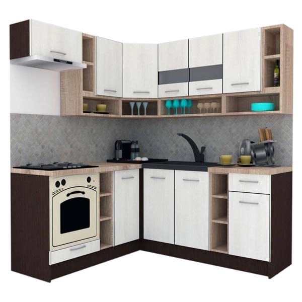 Mobila bucatarie Cossy New ST 200-180 Wenge-Decor 8508, 180+200 x 60 x