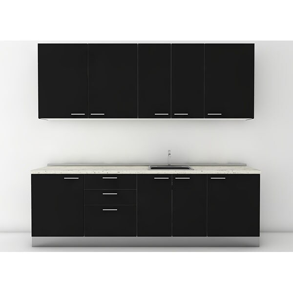 Mobila bucatarie Dora, negru mat, 264 x 60 x 241 cm
