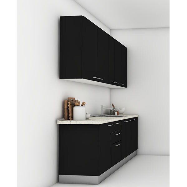 Mobila bucatarie Dora, negru mat, 264 x 60 x 241 cm