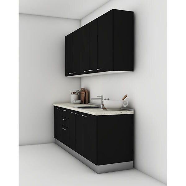 Mobila bucatarie Dora, negru mat, 264 x 60 x 241 cm