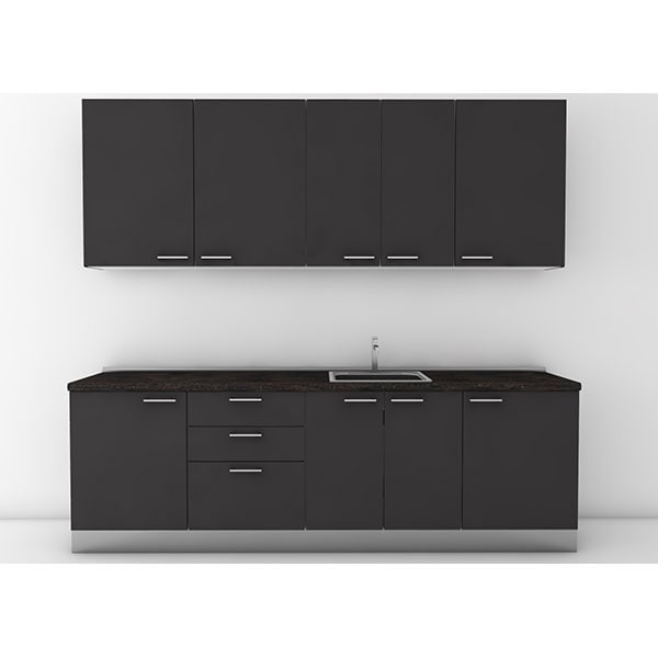 Mobila bucatarie Dora, gri supra mat, 264 x 60 x 241 cm