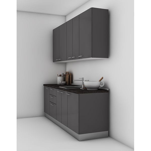 Mobila bucatarie Dora, gri supra mat, 264 x 60 x 241 cm