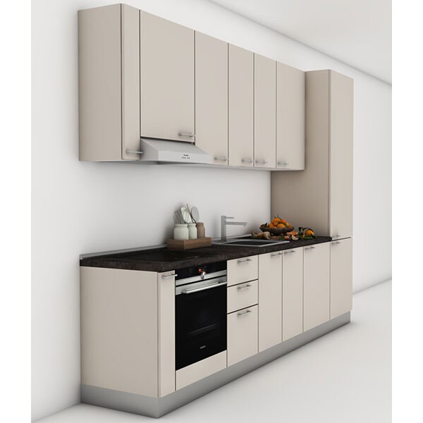 Mobila bucatarie Lia, sahara bej supra mat, 322 x 60 x 241 cm