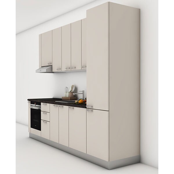 Mobila bucatarie Lia, sahara bej supra mat, 322 x 60 x 241 cm