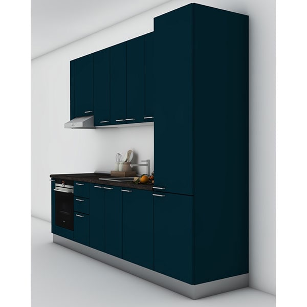 Mobila bucatarie Lia, albastru petrol supra mat, 322 x 60 x 241 cm