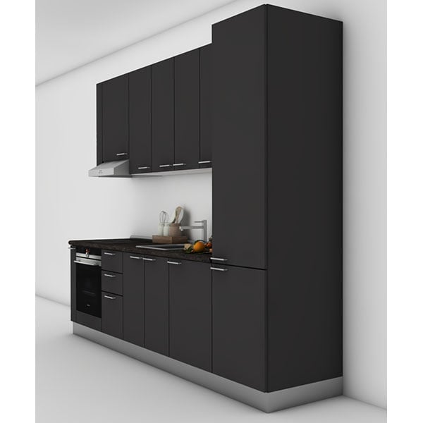 Mobila bucatarie Lia, gri supra mat, 322 x 60 x 241 cm