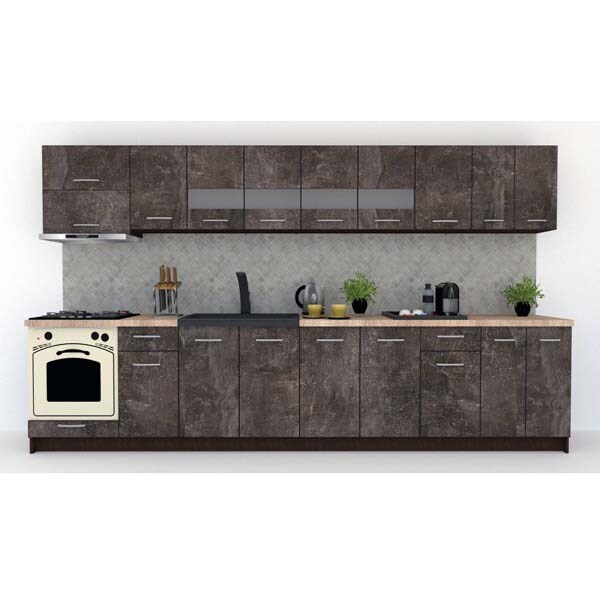 Mobila bucatarie Marina New 360 Wenge-Decor 4299, 360 x 60 x 210-230 cm