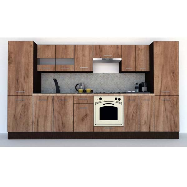 Mobila bucatarie Marina New 5B 340 Wenge-Decor K004, 340 x 60 x 195.5 cm