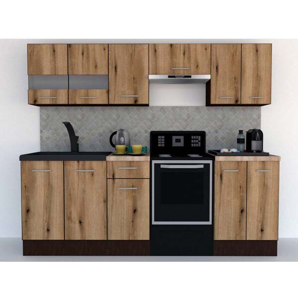 Mobila bucatarie Marina New A 240 Wenge-Decor K365, 240 x 60 x 195-230 cm