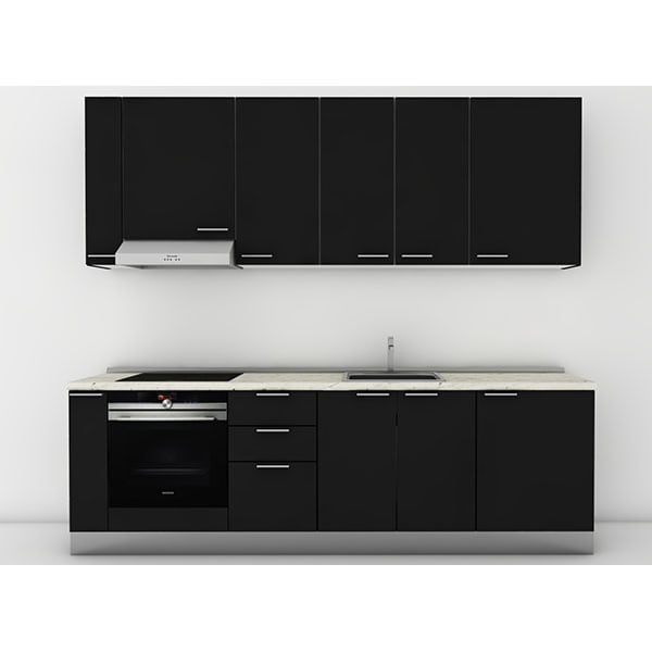 Mobila bucatarie Tonia, negru, 264 x 60 x 241 cm