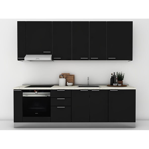 Mobila bucatarie Tonia, negru, 264 x 60 x 241 cm