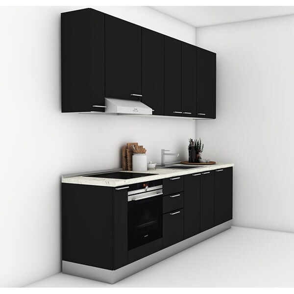 Mobila bucatarie Tonia, negru, 264 x 60 x 241 cm