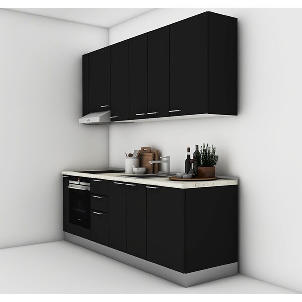 Mobila bucatarie Tonia, negru, 264 x 60 x 241 cm