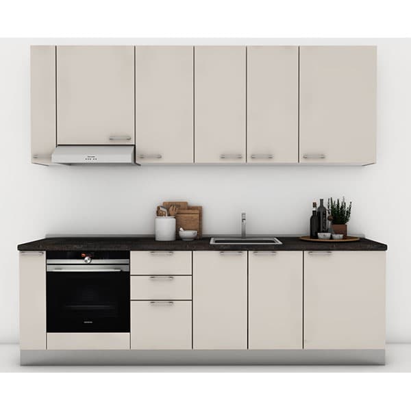 Mobila bucatarie Tonia, sahara bej supra mat, 264 x 60 x 241 cm