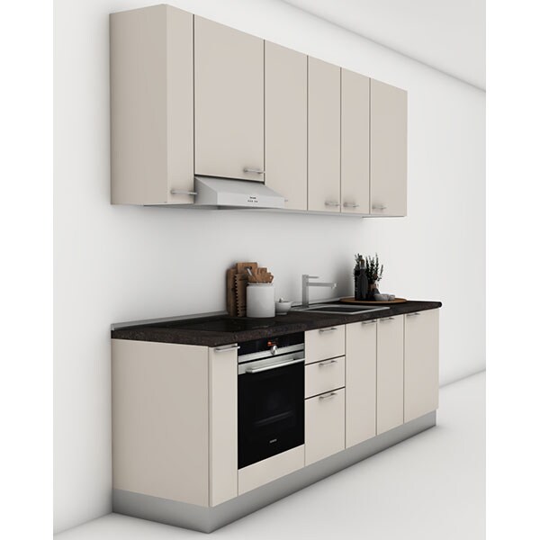 Mobila bucatarie Tonia, sahara bej supra mat, 264 x 60 x 241 cm