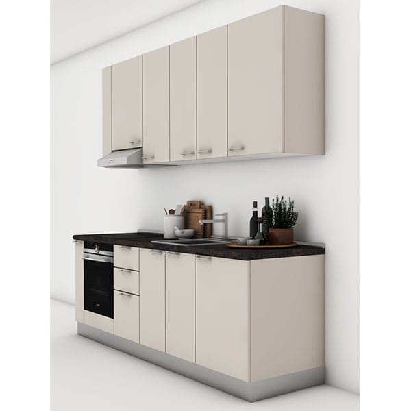 Mobila bucatarie Tonia, sahara bej supra mat, 264 x 60 x 241 cm