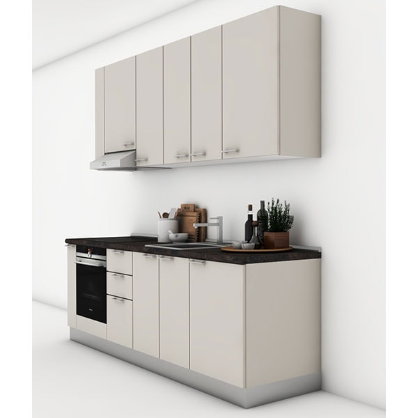 Mobila bucatarie Tonia, casmir-blat antracit, 264 x 60 x 241 cm