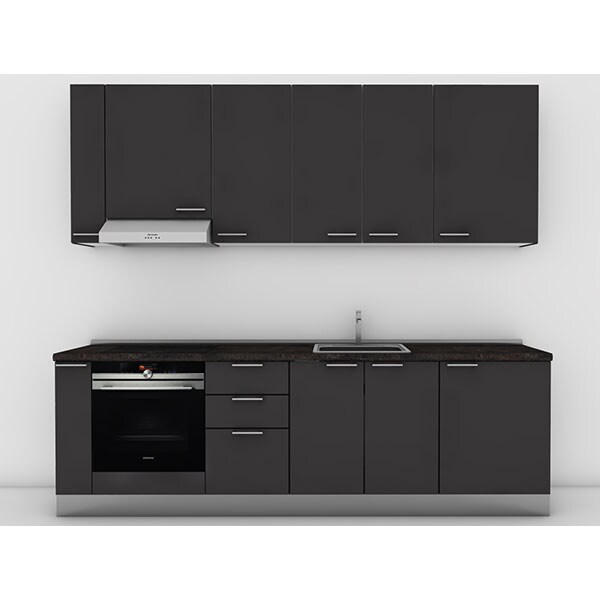 Mobila bucatarie Tonia, gri supra mat, 264 x 60 x 241 cm