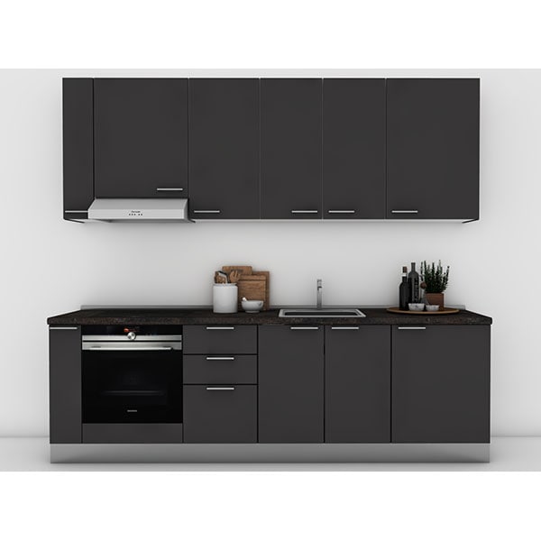 Mobila bucatarie Tonia, gri supra mat, 264 x 60 x 241 cm