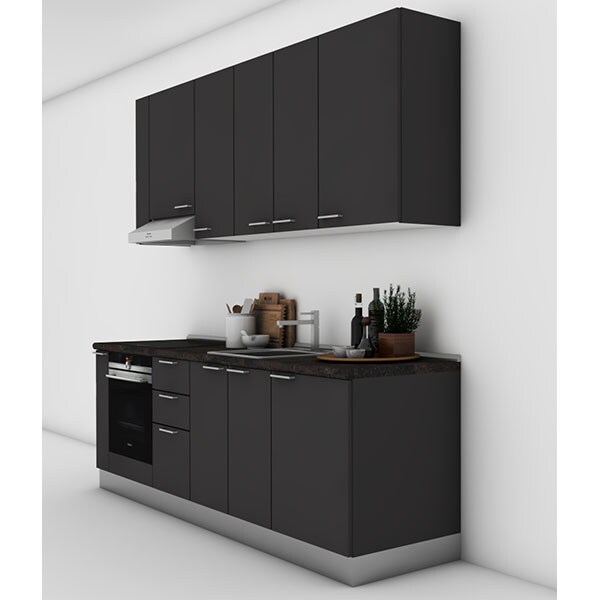 Mobila bucatarie Tonia, gri supra mat, 264 x 60 x 241 cm