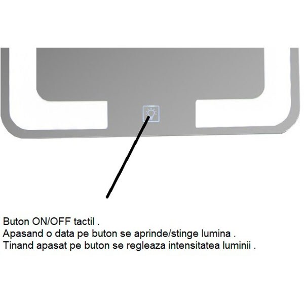 Oglinda baie Badenmob MD2, 60 x 2.5 x 80 cm, iluminare LED, Intrerupator Touch, alb