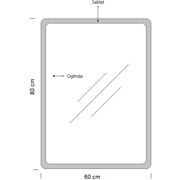 Oglinda baie Badenmob MD2, 60 x 2.5 x 80 cm, iluminare LED, Intrerupator Touch, alb