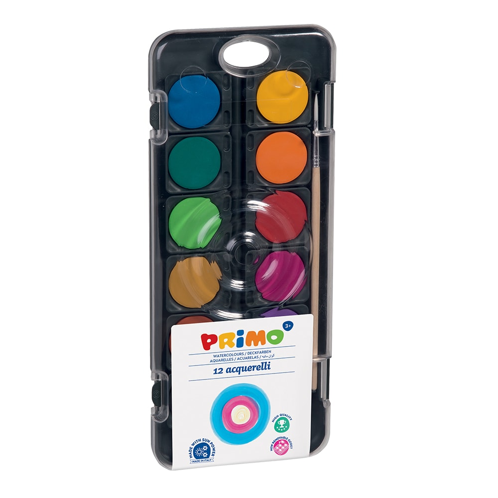 Acuarele cu pensula inclusa PRIMO MC001260, Diametru 30 mm, 12 culori