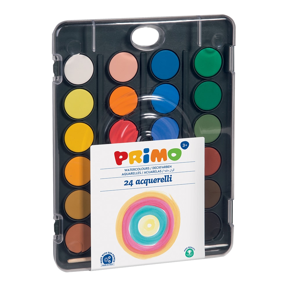 Acuarele cu pensula inclusa PRIMO MC001277, Diametru 30 mm, 24 culori