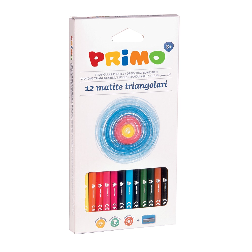 Creioane colorate PRIMO Tris, 12 culori