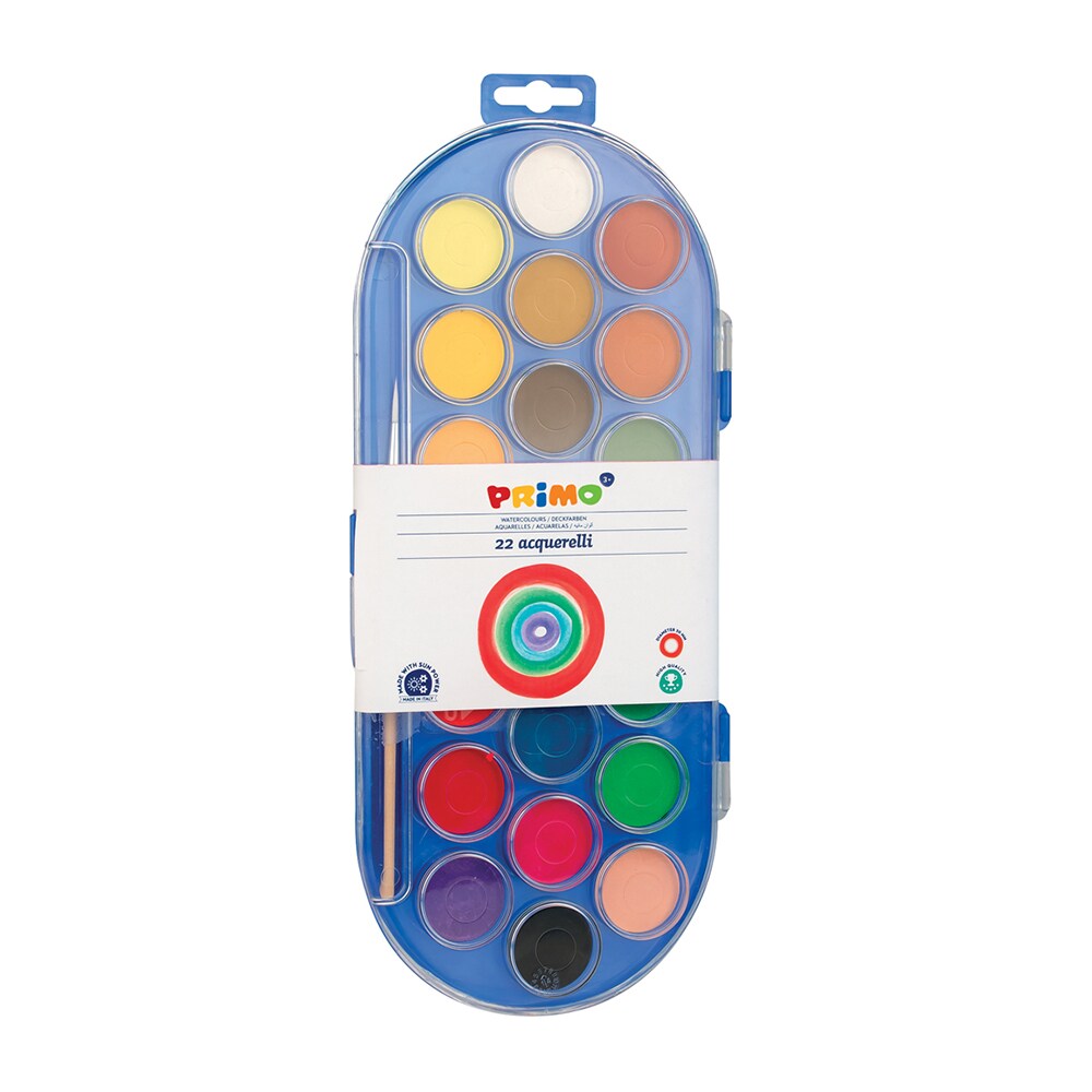 Acuarele cu pensula inclusa PRIMO MC15571, Diametru 30 mm, 22 culori