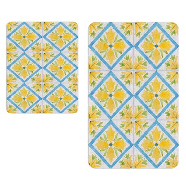 Set 2 covorase baie Yellow Flower, 70 x 100 cm, 50 x 70 cm, galben-alb