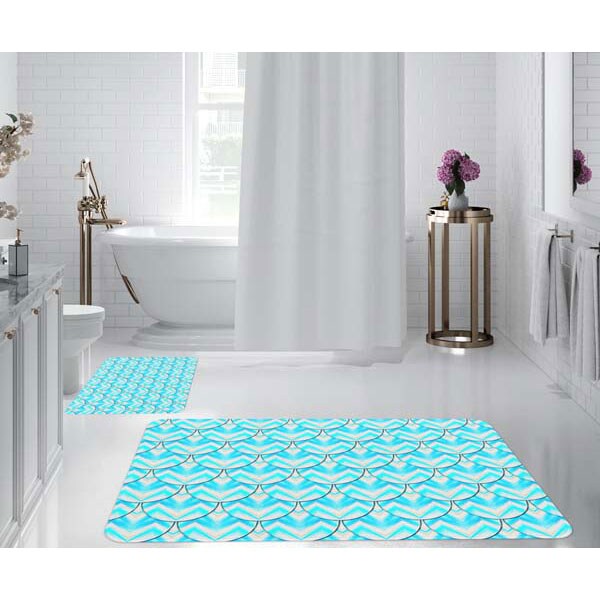 Set 2 covorase baie Blue, 70 x 100 cm, 50 x 70 cm, albastru