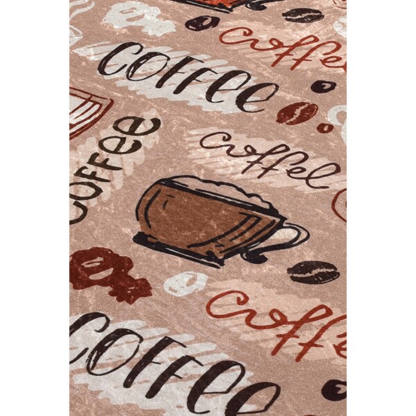 Covor bucatarie Cup of Coffee DJT, 120 x 180 cm, bej-maro