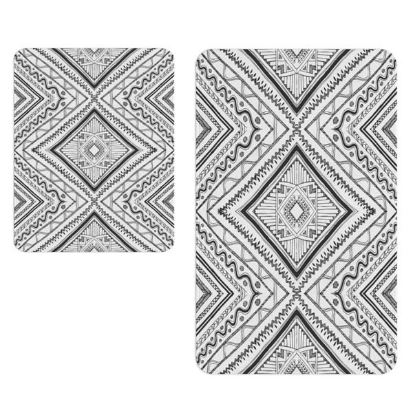 Set 2 covorase baie Geometric, 70 x 100 cm, 50 x 70 cm, negru-gri-alb