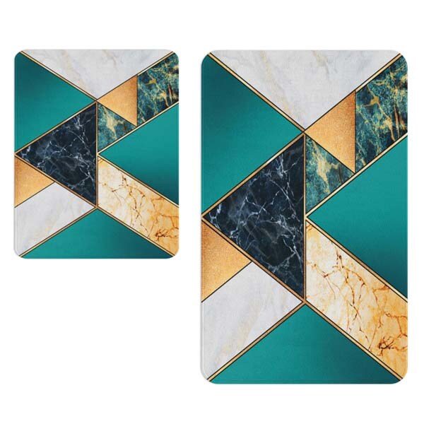 Set 2 covorase baie Geometric, 60 x 90 cm, 40 x 60 cm, verde