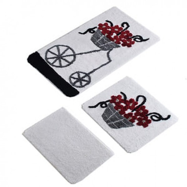 Set 3 covorase baie Alacati, 60 x 100 cm, 50 x 60 cm, 40 x 60 cm, rosu