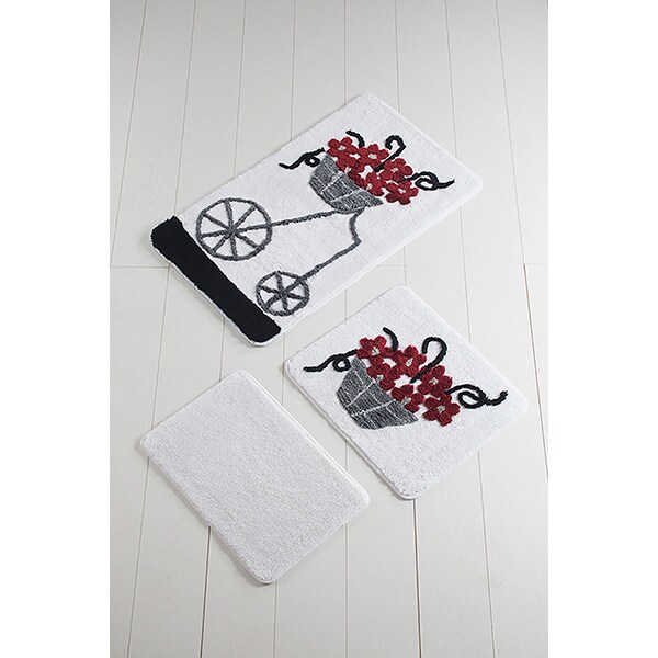 Set 3 covorase baie Alacati, 60 x 100 cm, 50 x 60 cm, 40 x 60 cm, rosu