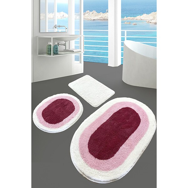 Set 3 covorase baie Elips, 60 x 100 cm, 50 x 60 cm, 40 x 60 cm, roz