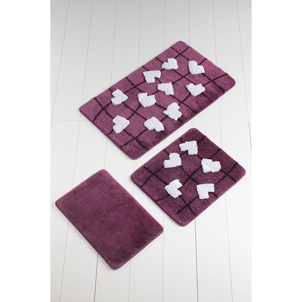 Set 3 covorase baie Heart, 60 x 100 cm, 50 x 60 cm, 40 x 60 cm, mov