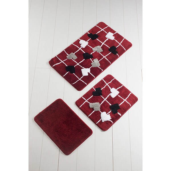 Set 3 covorase baie Heart, 60 x 100 cm, 50 x 60 cm, 40 x 60 cm, rosu