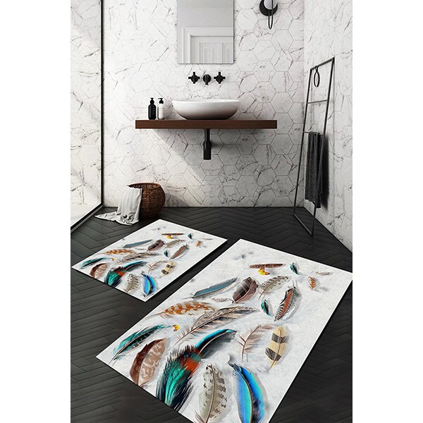 Set 2 covorase baie Feathers, 60 x 100 cm, 40 x 60 cm, multicolor