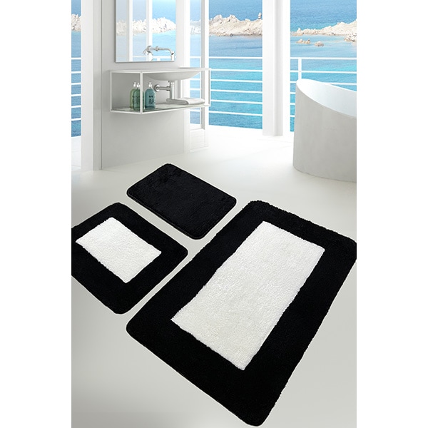 Set 3 covorase baie Same, 60 x 100 cm, 50 x 60 cm, 40 x 60 cm, negru