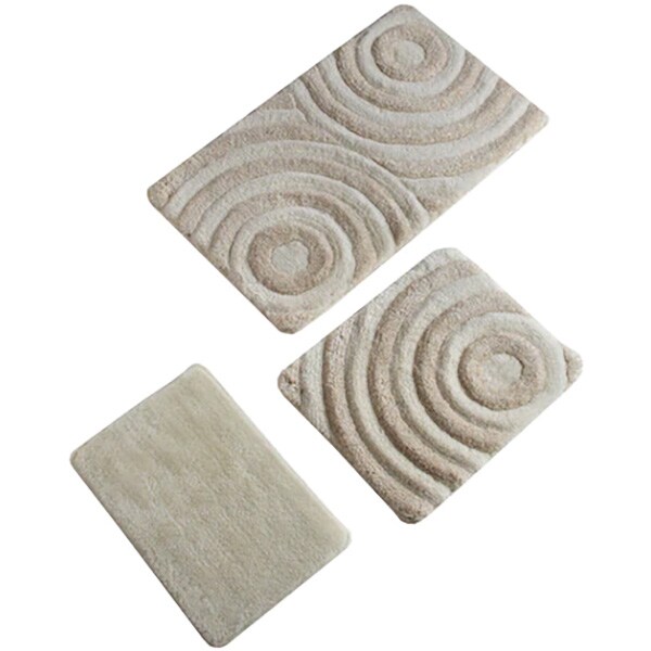 Set 3 covorase baie Wave, 60 x 100 cm, 50 x 60 cm, 40 x 60 cm, ecru