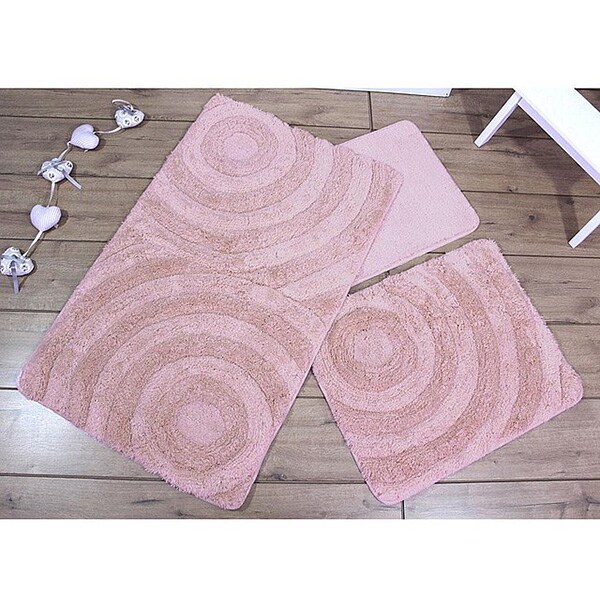 Set 3 covorase baie Wave, 60 x 100 cm, 50 x 60 cm, 40 x 60 cm, roz